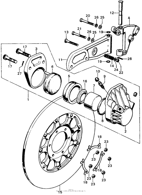 Front brake caliper + frontbrake disk k3-k4