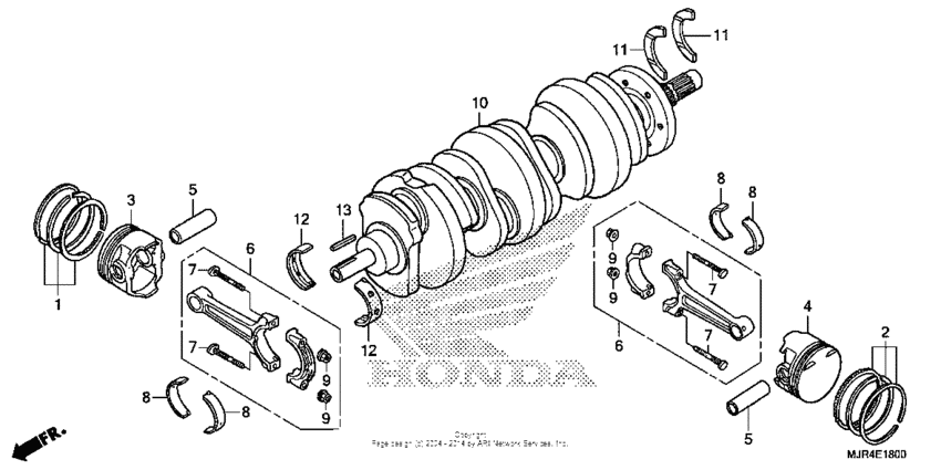 GL1800C Коленчатый вал и поршни