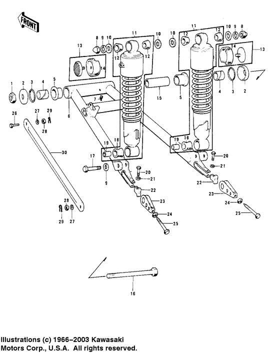 Swing arm/shock absorbers