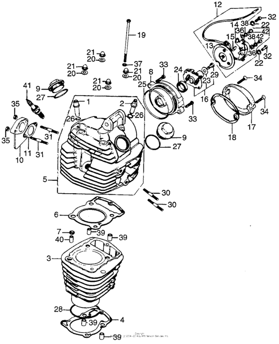 Cylinder + cylinder head cover + points