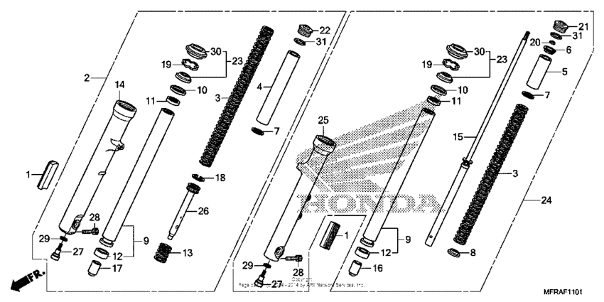 VT1300CX (ABS) Передняя вилка