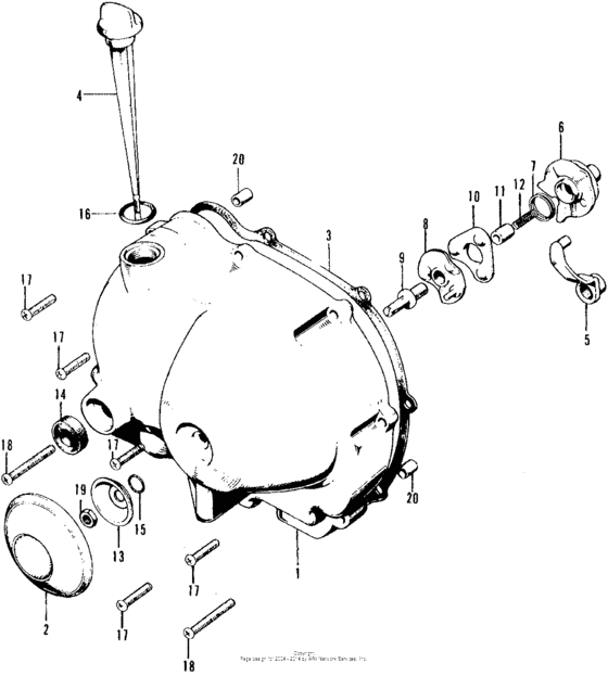 Right crankcase cover + clutch lifter
