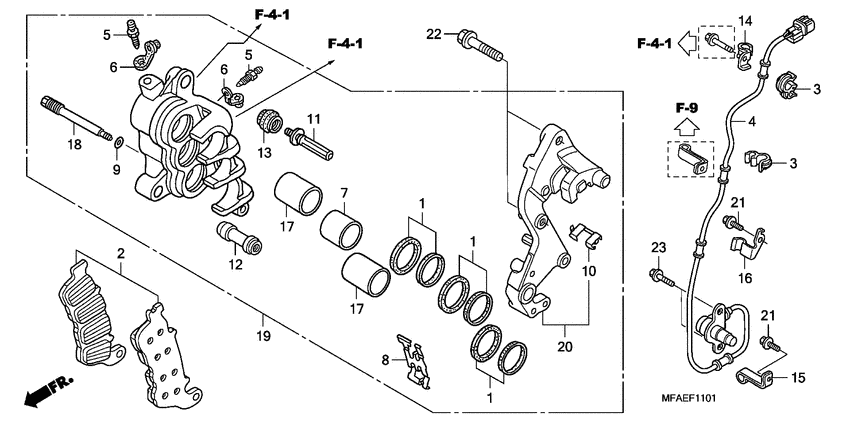 R. front brake caliper