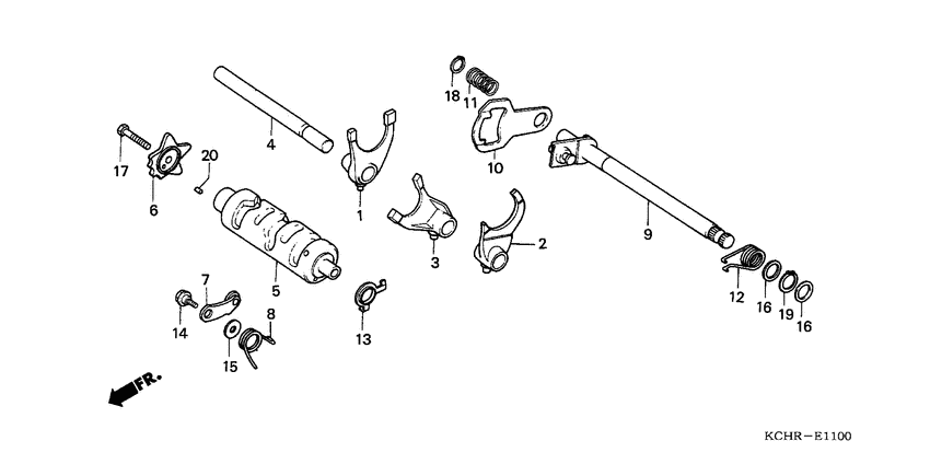 Gearshift drum/shift fork