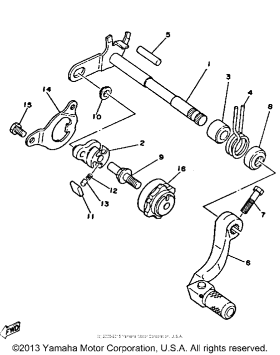 YZ250B1 Вал переключения