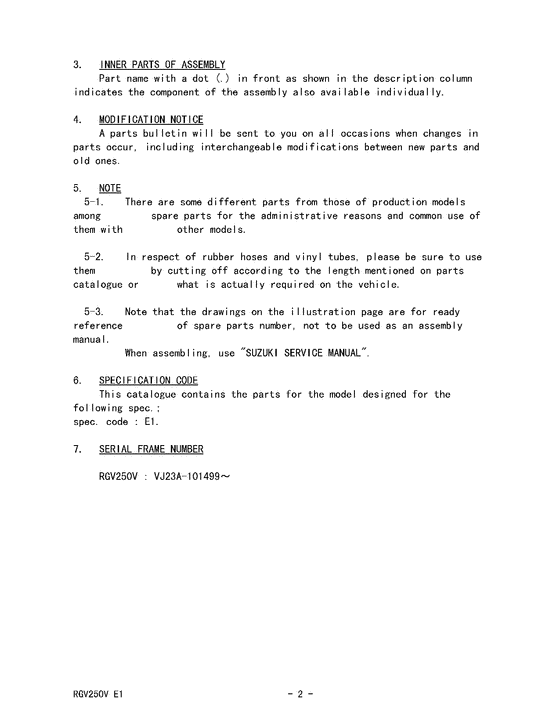 RGV250 Catalog preface