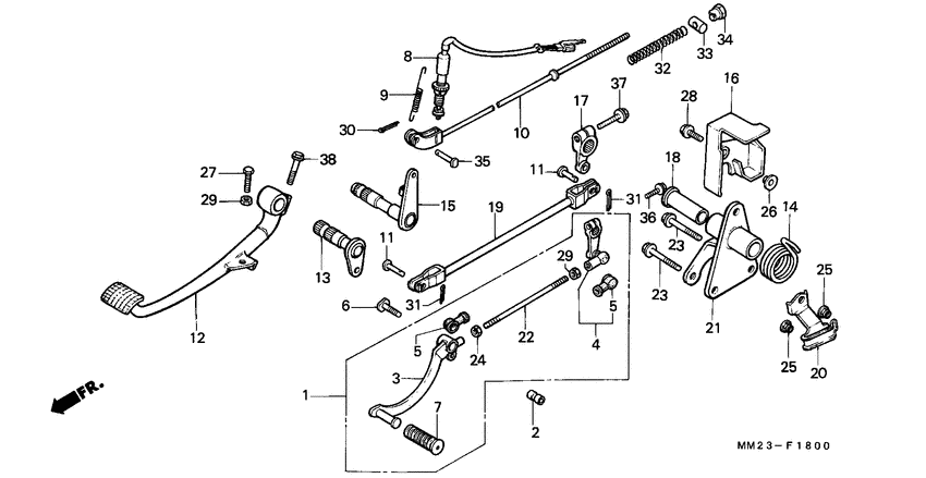 Brake pedal/change pedal
