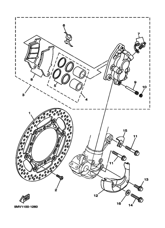 YZ125 YZ125N Передний суппорт