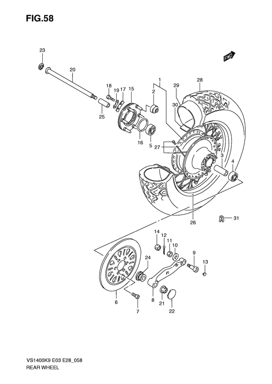 Rear wheel complete assy