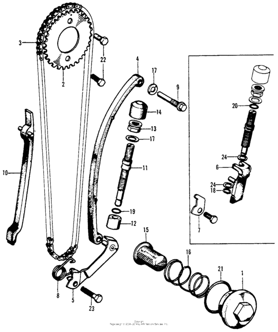 Cam chain tensioner + oil filter screen