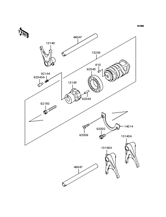 Gear change drum & forks