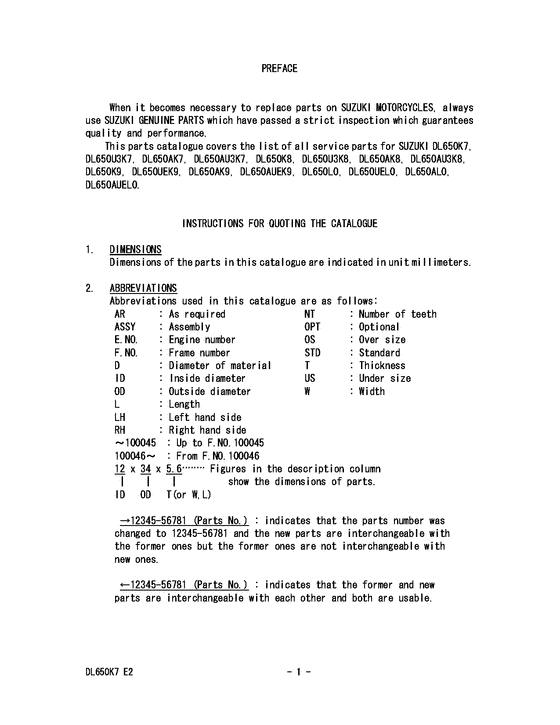 DL650 (ABS) Catalog preface