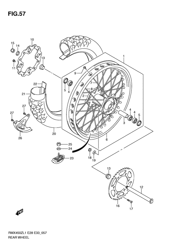 Rear wheel complete assy