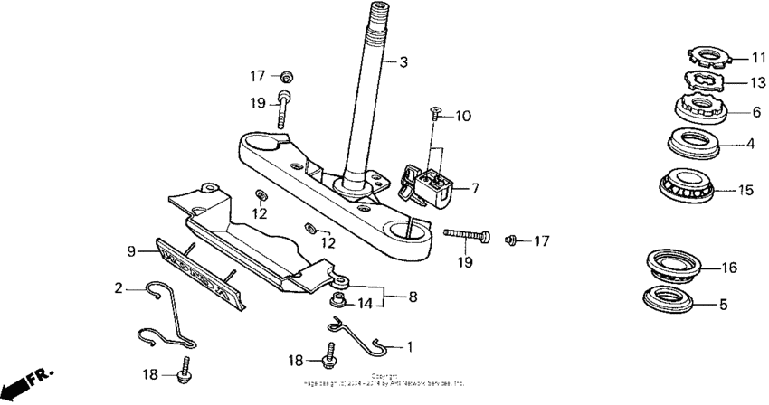 Vt1100c steering stem