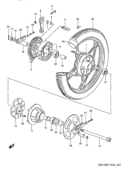 Rear wheel complete assy