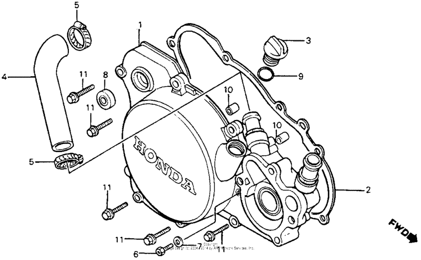 Right crankcase cover 83