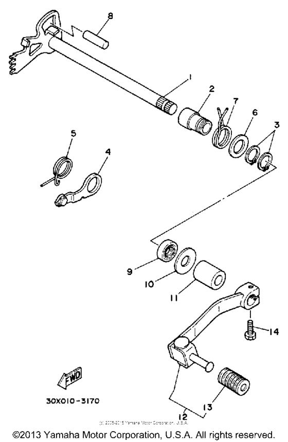XT250LC Вал переключения