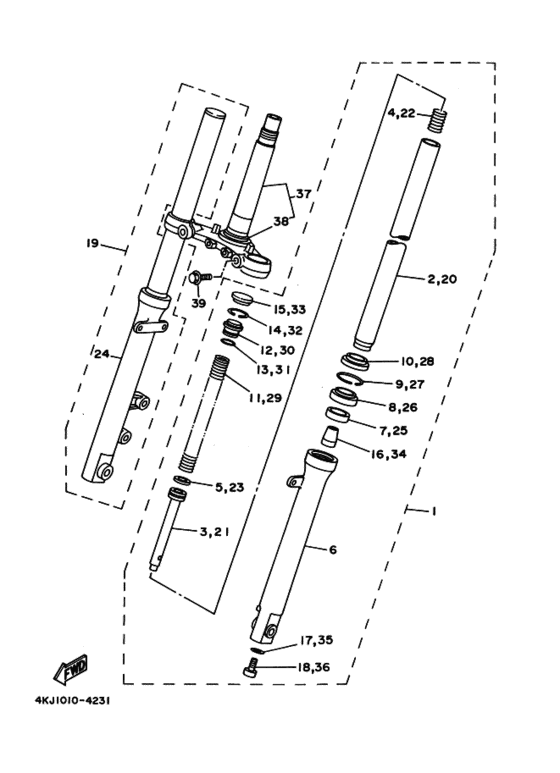 Front fork assy(ur silv