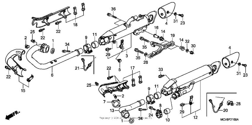 Exhaust muffler (vtx1800r/s/t)