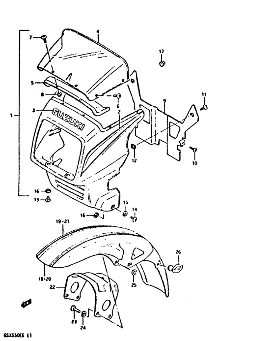 GSX550 Cover headlamp - front fender