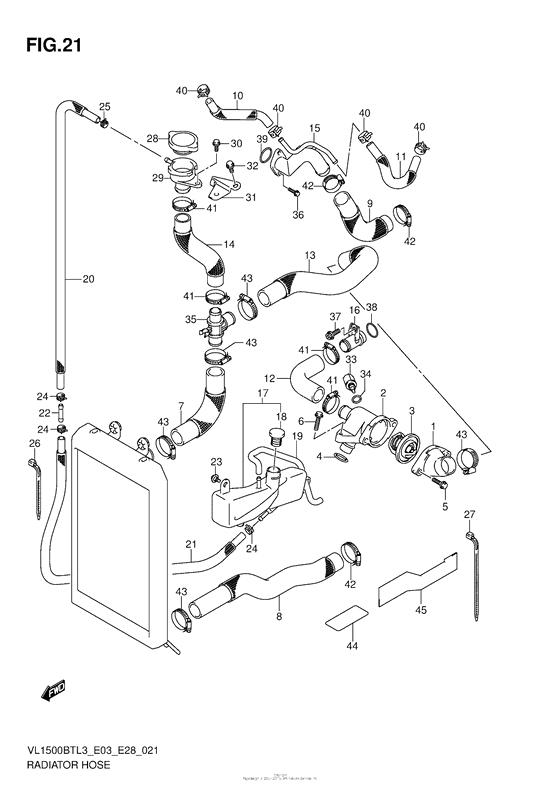 VL1500BT Radiator Hose (Vl1500Btl3 E28)