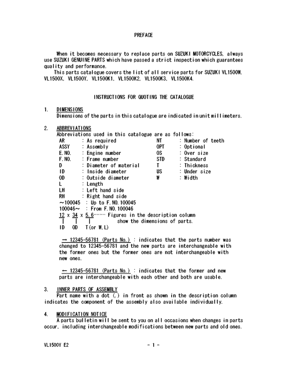 VL1500 Catalog preface