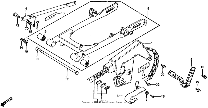 Xl100s swingarm + chain guard 81-85