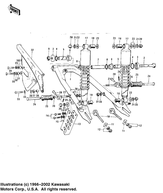 Swing arm/shock absorbers