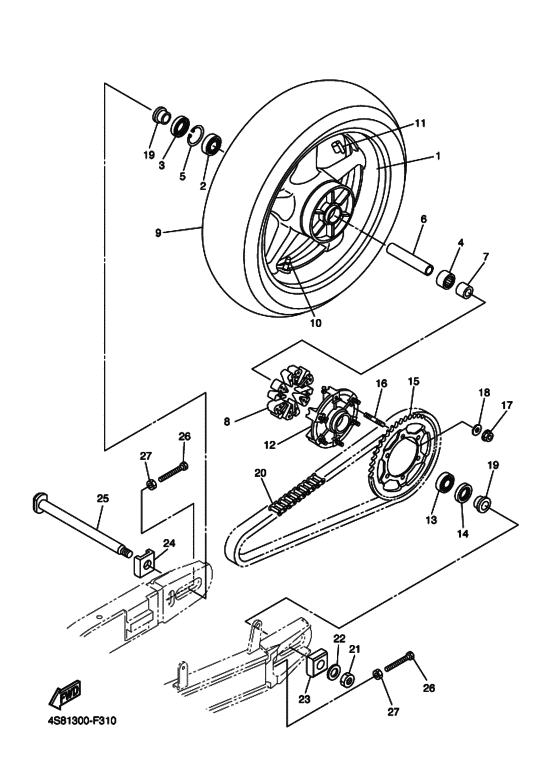 Rear wheel complete assy