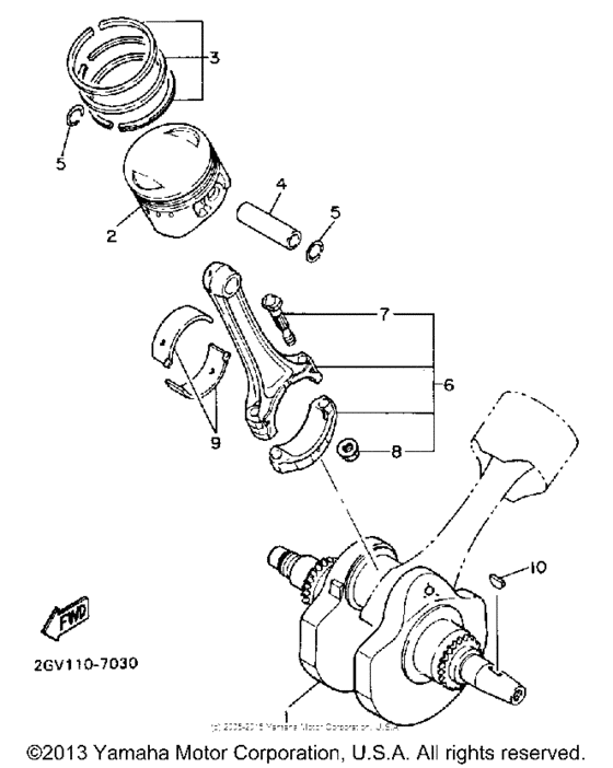 XV535AC Коленчатый вал и Поршень