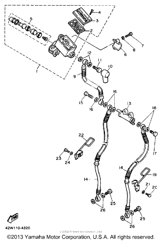 XV750A Главный тормозной цилиндр