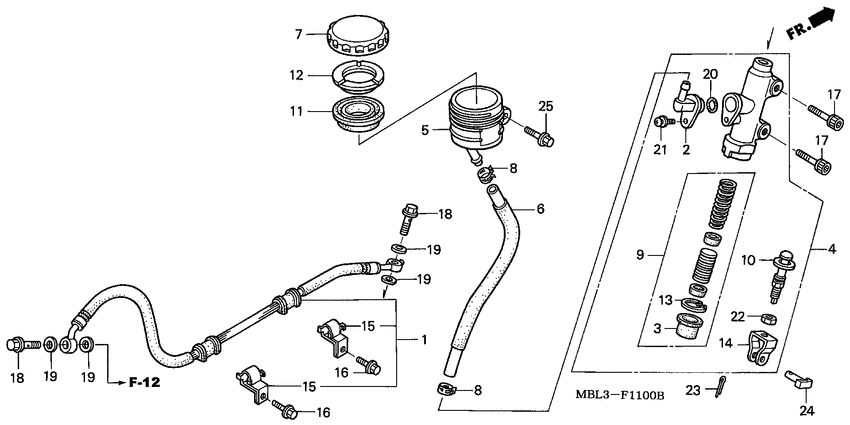 Rr. brake master cylinder