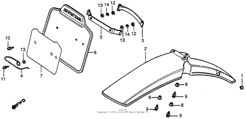 Front fender + number plate 79-82