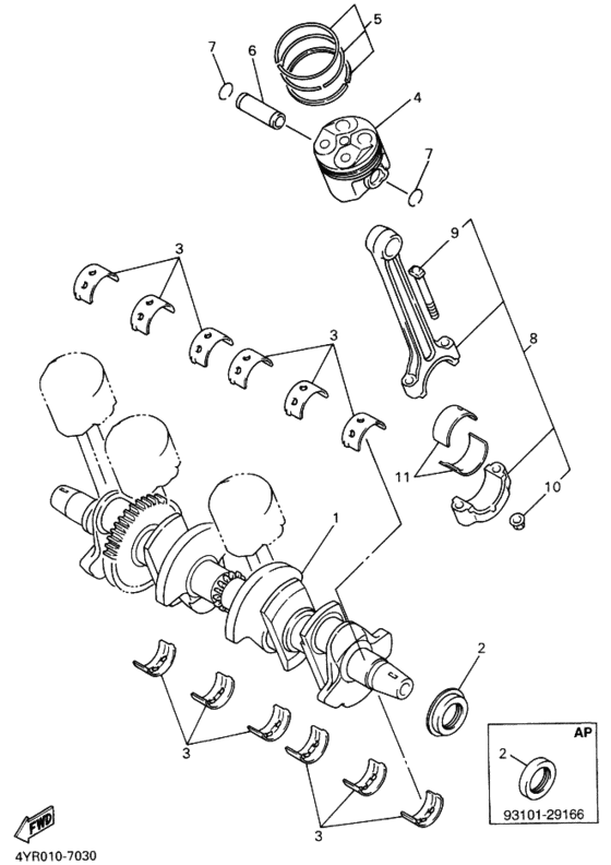 FZ400 Коленчатый вал поршень