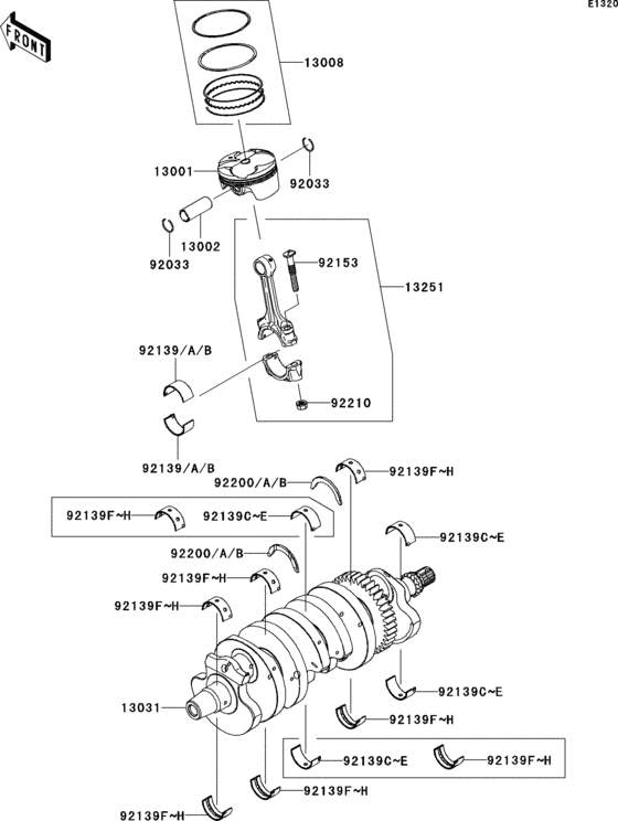 ZX600 Коленвал и поршни