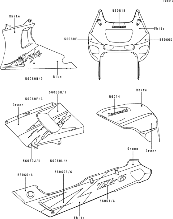 ZX600 Decals(green / white)(zx600-e2 / e3)