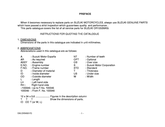 DR125 Catalog preface