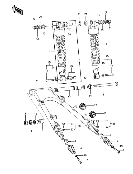 Swing arm/shock absorbers