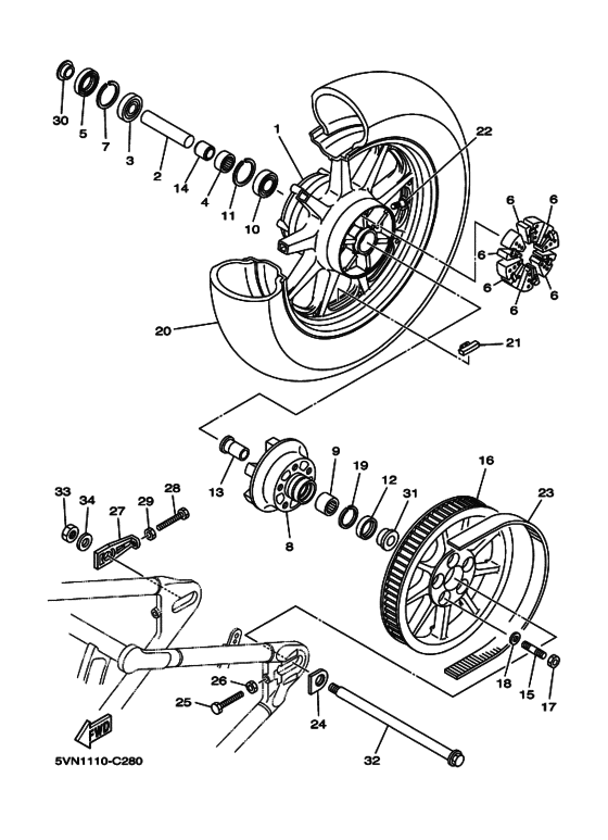 Rear wheel complete assy