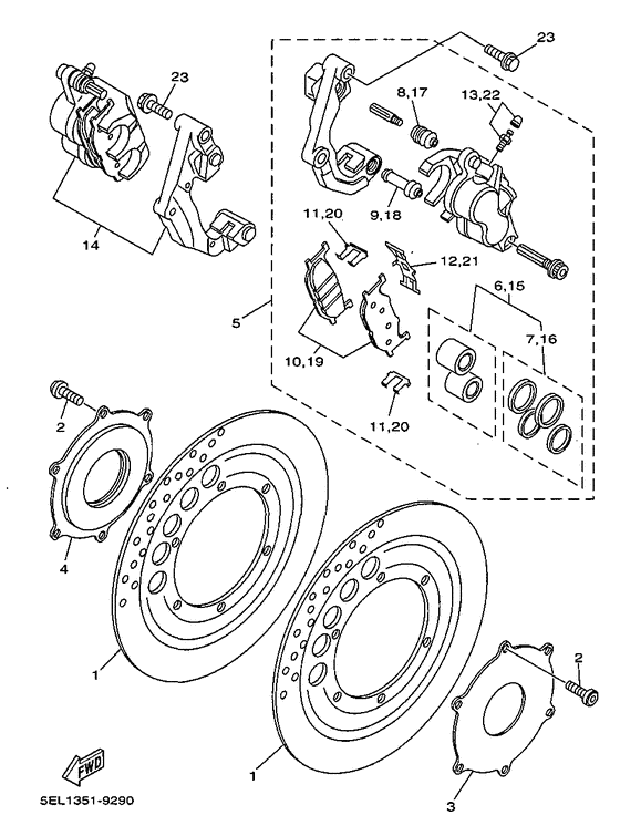 XVS1100 Передний тормоз