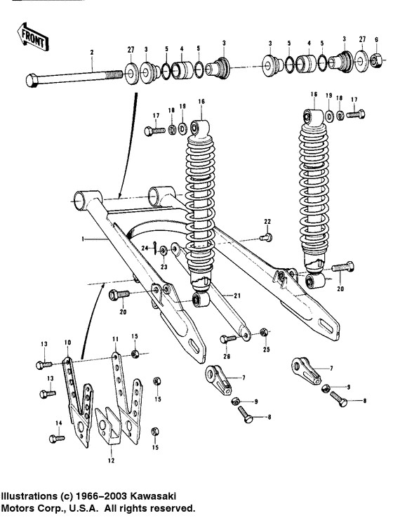 Swing arm/shock absorbers