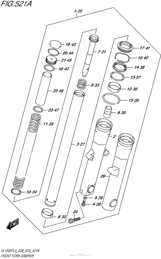 VL1500T Передняя вилка
