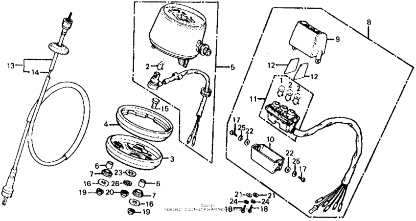 Speedometer + indicator lamp 76-78