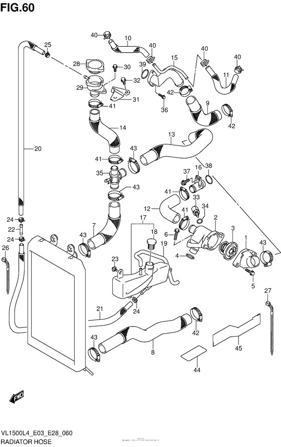 VL1500B Radiator Hose (Vl1500L4 E33)