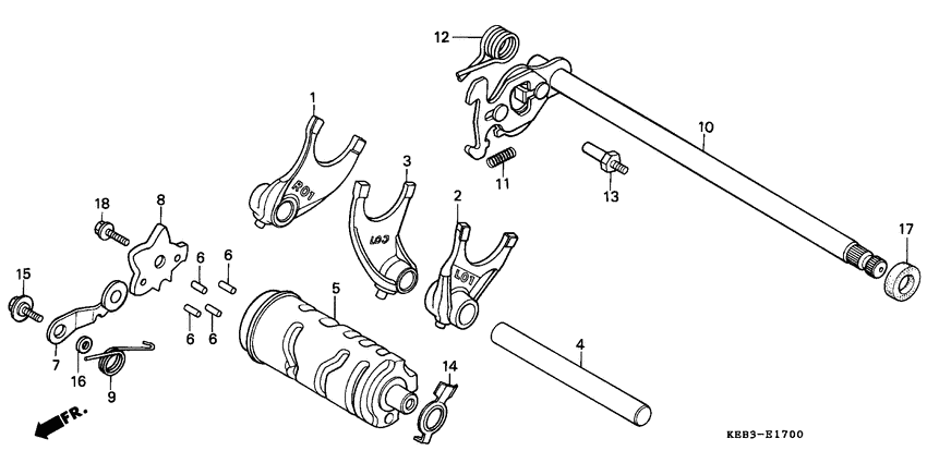 Shift drum/shift fork
