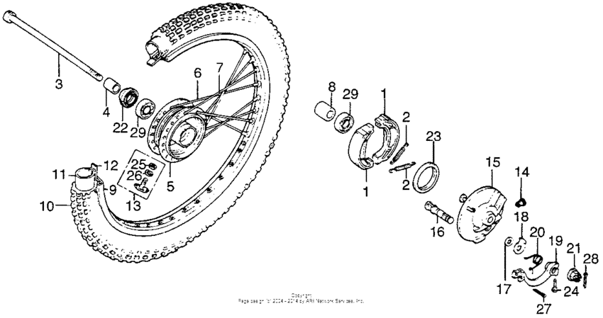 Front wheel + front brake panel