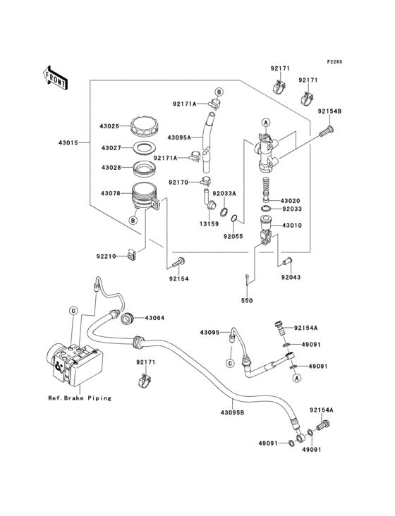 EX650 Задний торм цилиндр