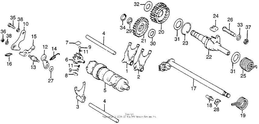 Shift drum + shift fork