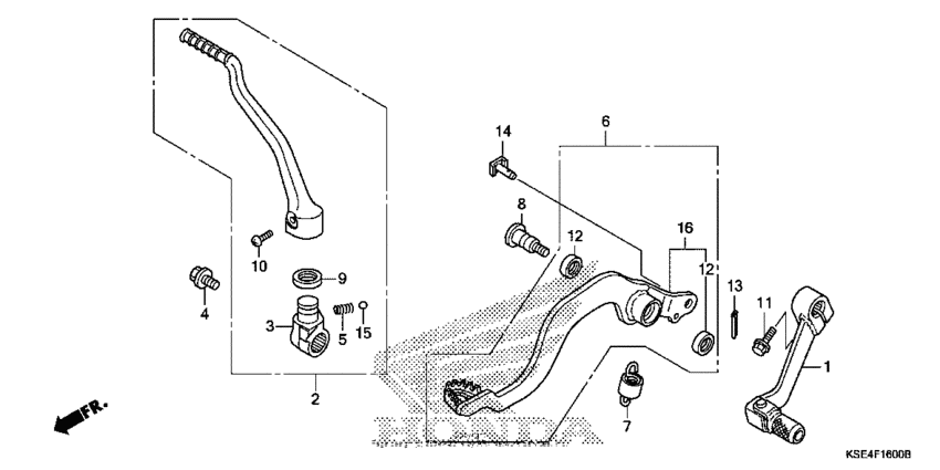 Pedal + kick starter arm