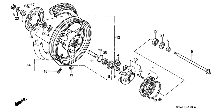 Rear wheel complete assy